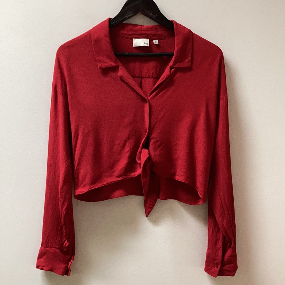 Aritzia Red Cropped Blouse